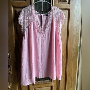 Torrid Georgette Lace Trim Short Sleeve Blouse